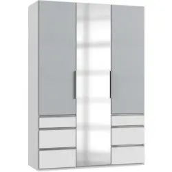 Drehtürenschrank in Weiß, Hellgrau