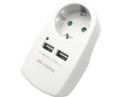 Adapterstecker Steckdose 2-fach USB weiß IP 20