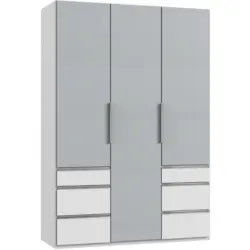 Drehtürenschrank in Weiß, Hellgrau