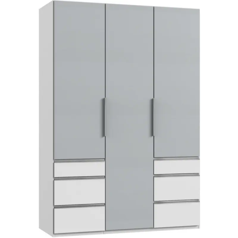 Drehtürenschrank in Weiß, Hellgrau
