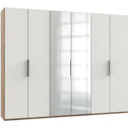 Drehtürenschrank in Weiß, Eichefarben