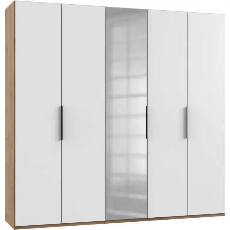 Drehtürenschrank in Weiß, Eichefarben