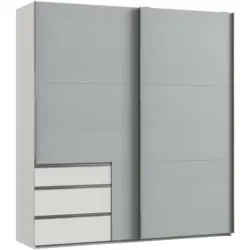 Schwebetürenschrank in Weiß, Hellgrau