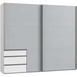 Schwebetürenschrank in Weiß, Hellgrau