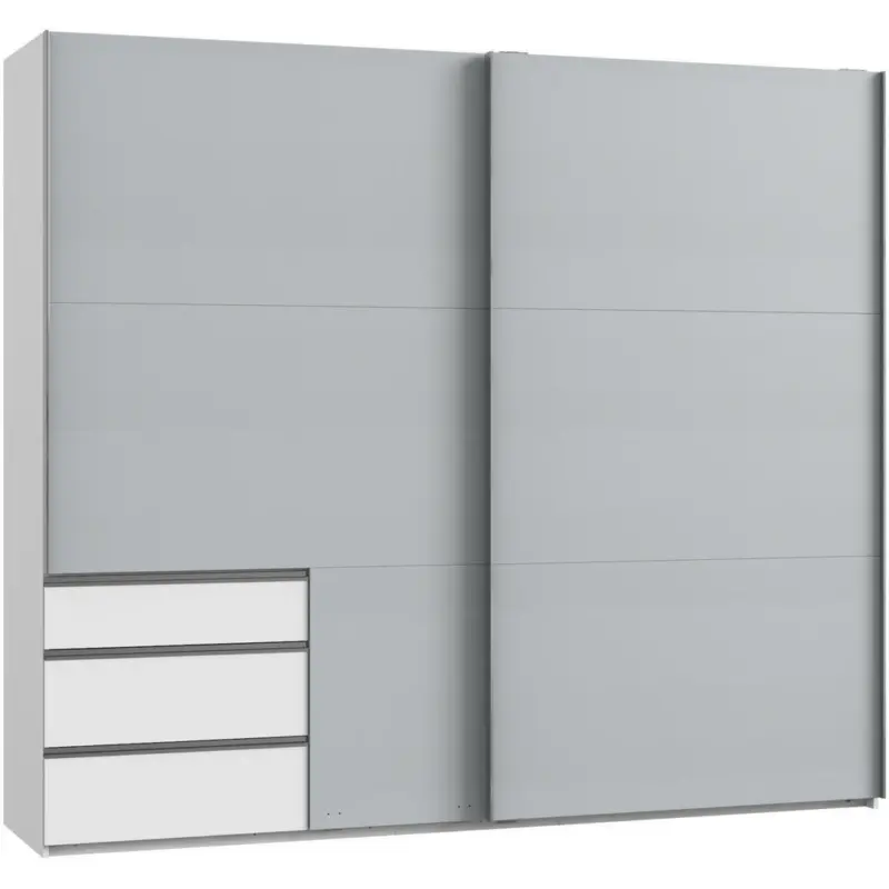 Schwebetürenschrank in Weiß, Hellgrau