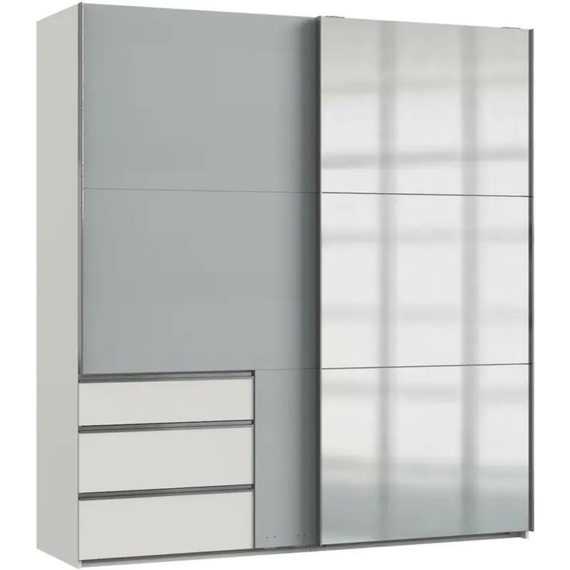 Schwebetürenschrank in Weiß, Hellgrau