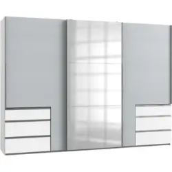 Schwebetürenschrank in Weiß, Hellgrau