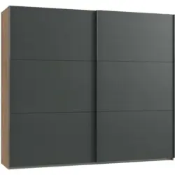 Schwebetürenschrank in Graphitfarben, Eichefarben