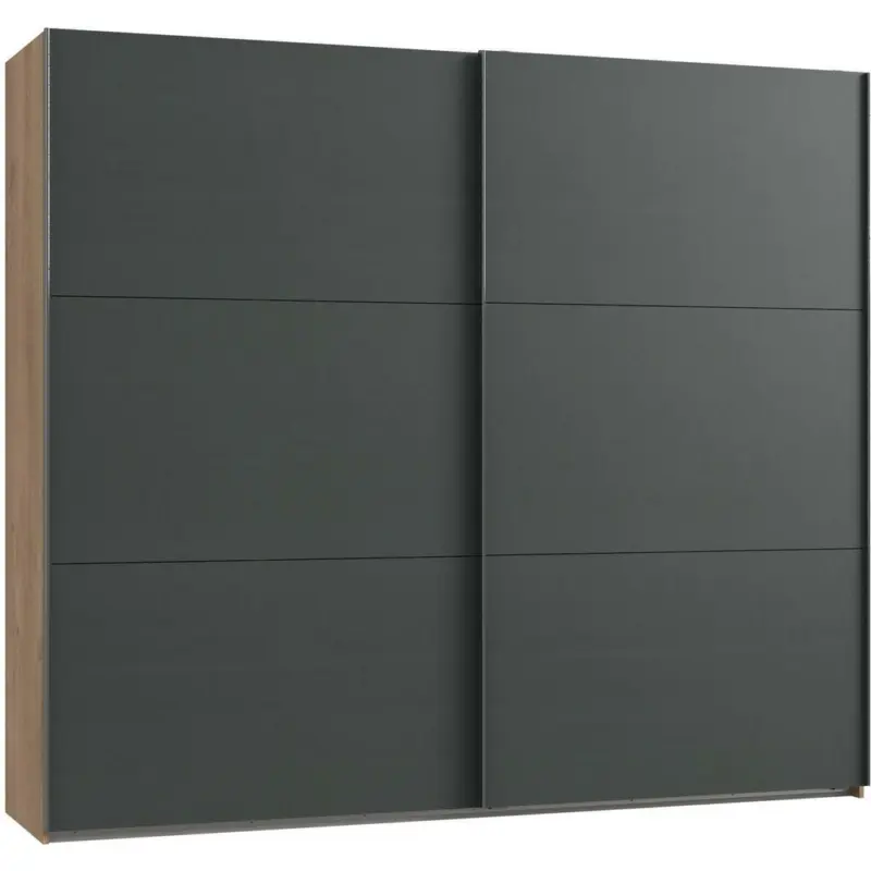 Schwebetürenschrank in Graphitfarben, Eichefarben
