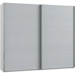 Schwebetürenschrank in Weiß, Hellgrau