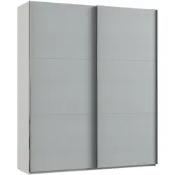 Schwebetürenschrank in Weiß, Hellgrau