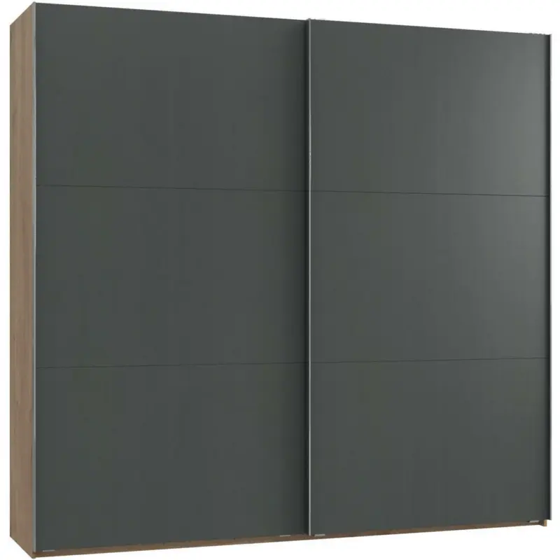 Schwebetürenschrank in Graphitfarben, Eichefarben