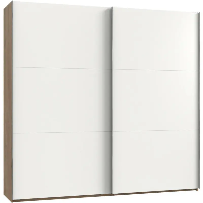 Schwebetürenschrank in Weiß, Eichefarben