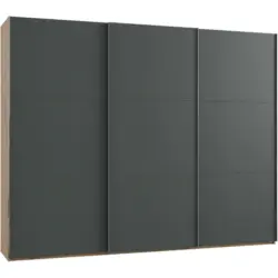 Schwebetürenschrank in Graphitfarben, Eichefarben