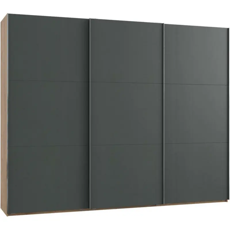 Schwebetürenschrank in Graphitfarben, Eichefarben