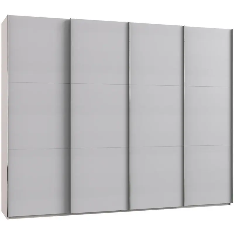 Schwebetürenschrank in Weiß, Hellgrau