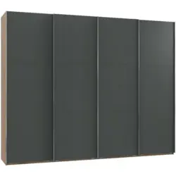 Schwebetürenschrank in Graphitfarben, Eichefarben