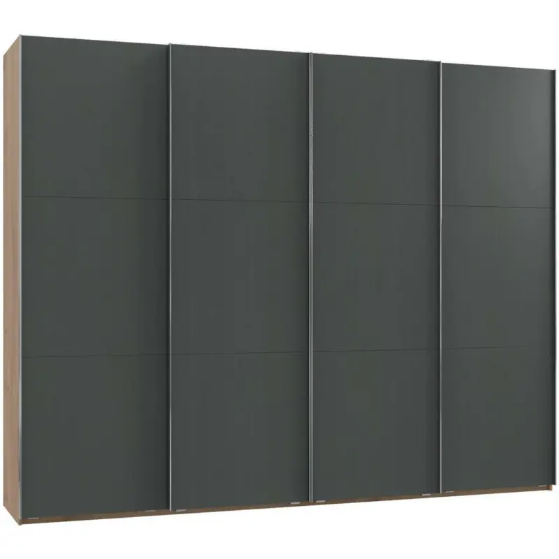 Schwebetürenschrank in Graphitfarben, Eichefarben