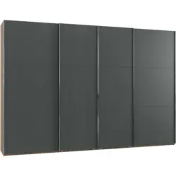 Schwebetürenschrank in Graphitfarben, Eichefarben