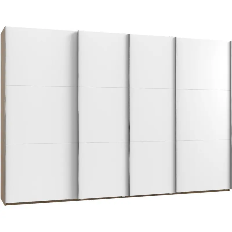 Schwebetürenschrank in Weiß, Eichefarben