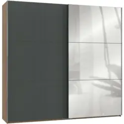 Schwebetürenschrank in Graphitfarben, Eichefarben