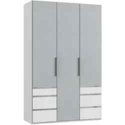 Drehtürenschrank in Weiß, Hellgrau