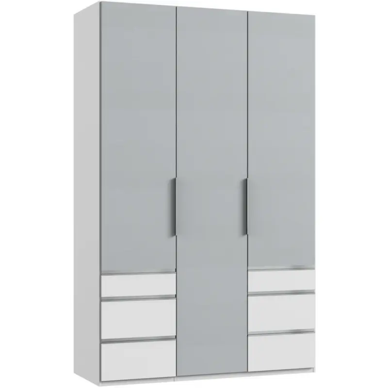Drehtürenschrank in Weiß, Hellgrau
