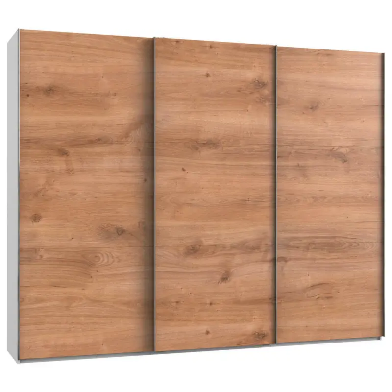 Schwebetürenschrank in Weiß, Eichefarben