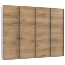 Schwebetürenschrank in Weiß, Eichefarben