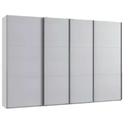 Schwebetürenschrank in Weiß, Hellgrau