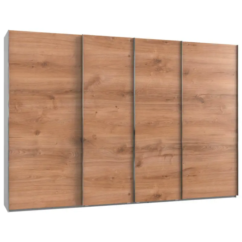 Schwebetürenschrank in Weiß, Eichefarben