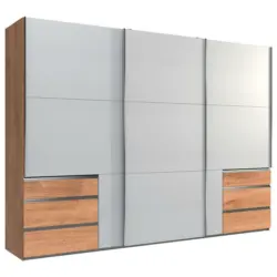 Schwebet&uuml;renschrank in Eichefarben, Hellgrau