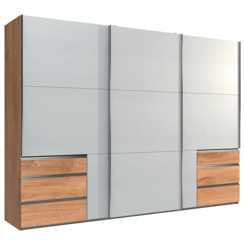 Schwebet&uuml;renschrank in Eichefarben, Hellgrau