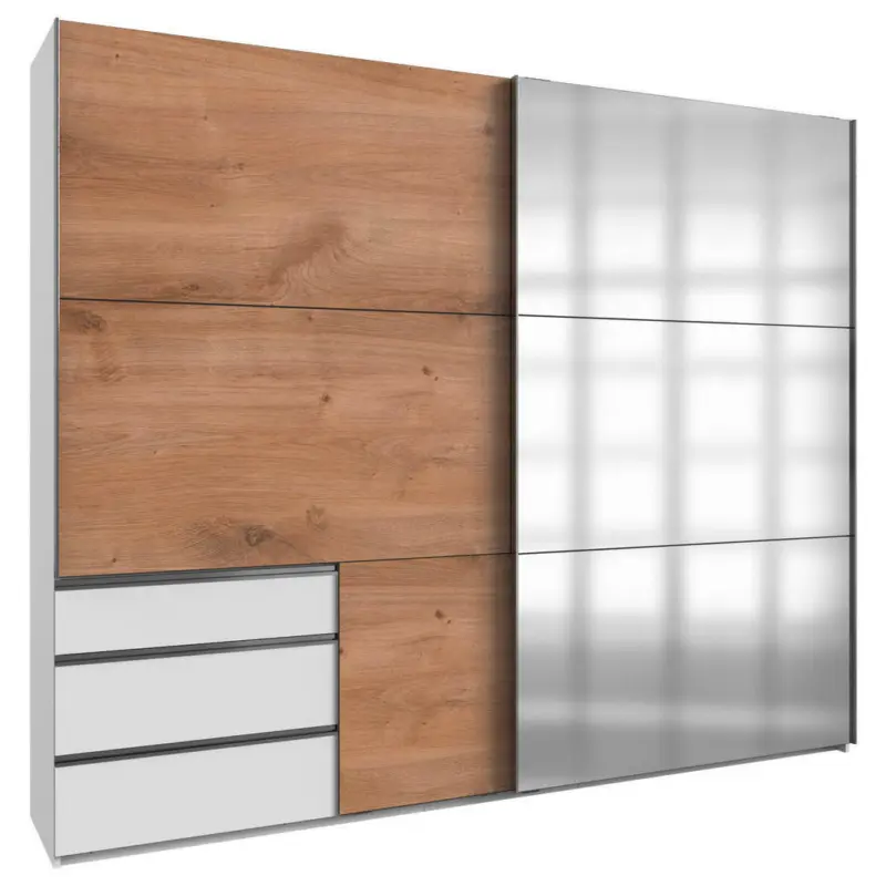 Schwebet&uuml;renschrank in Wei&szlig;, Eichefarben