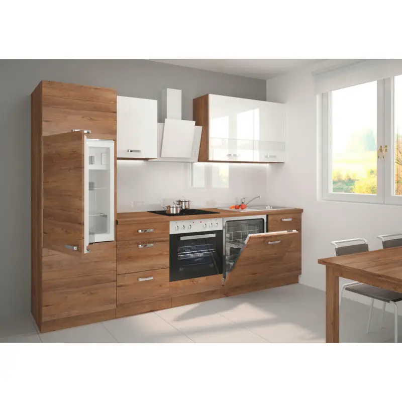 Küchenleerblock in Weiß, Eichefarben