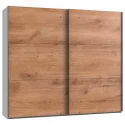 Schwebetürenschrank in Weiß, Eichefarben