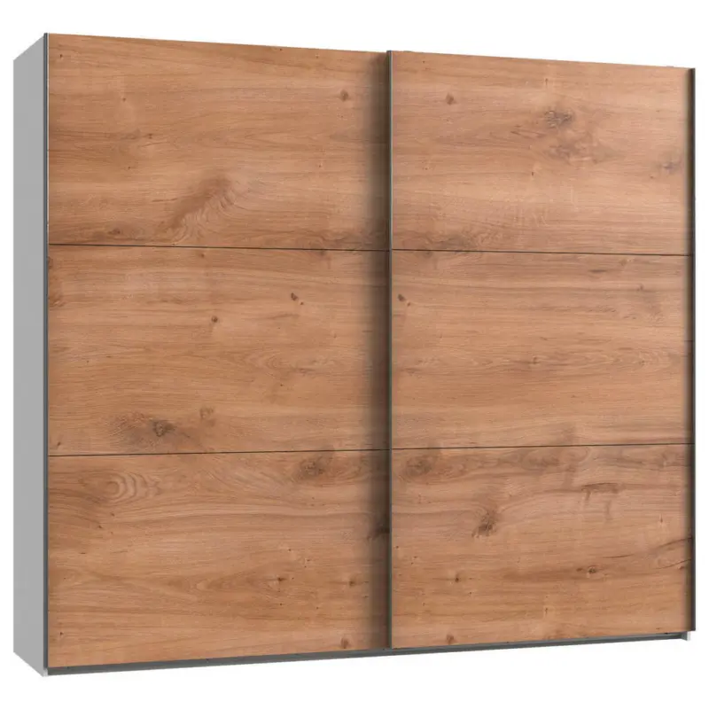 Schwebetürenschrank in Weiß, Eichefarben