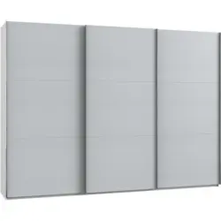 Schwebetürenschrank in Weiß, Hellgrau