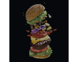 Akustikpaneel digital bedruckt Burger 1 19x2253x2400 mm Set = 4 Einzelpaneele