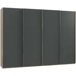 Schwebetürenschrank in Graphitfarben, Eichefarben