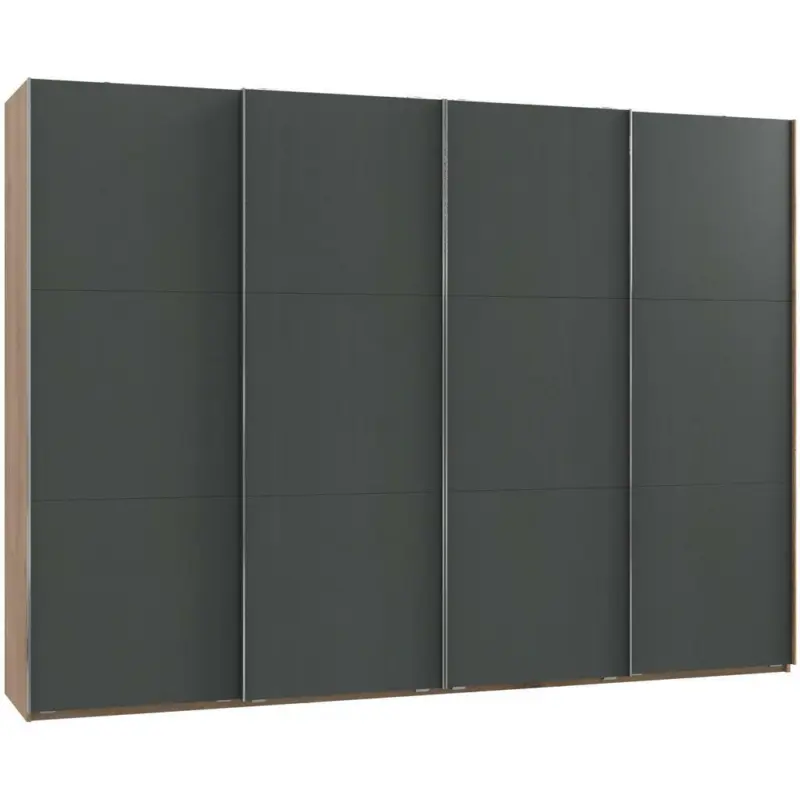 Schwebetürenschrank in Graphitfarben, Eichefarben