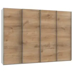 Schwebetürenschrank in Weiß, Eichefarben