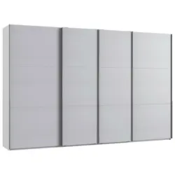 Schwebetürenschrank in Weiß, Hellgrau