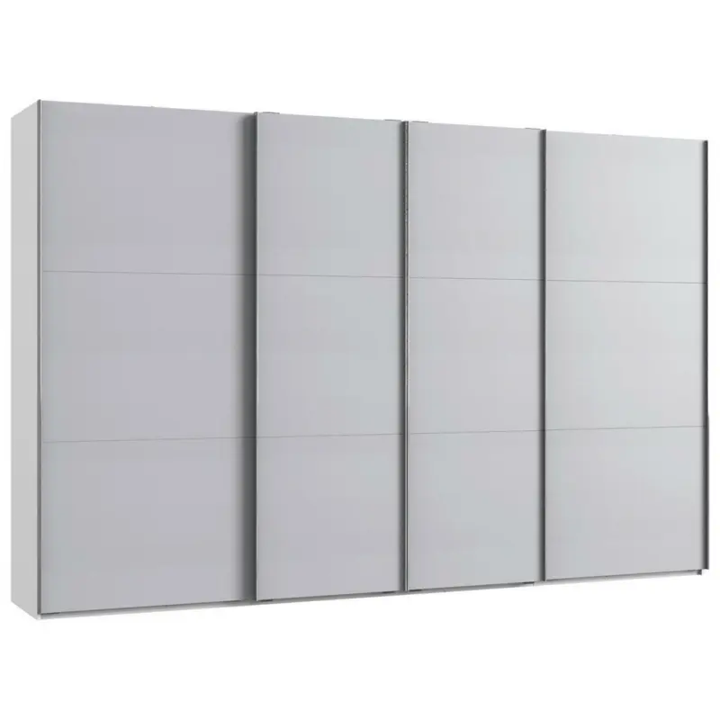 Schwebetürenschrank in Weiß, Hellgrau