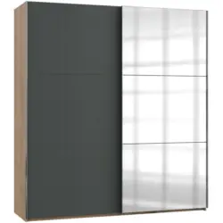 Schwebet&uuml;renschrank in Graphitfarben, Eichefarben