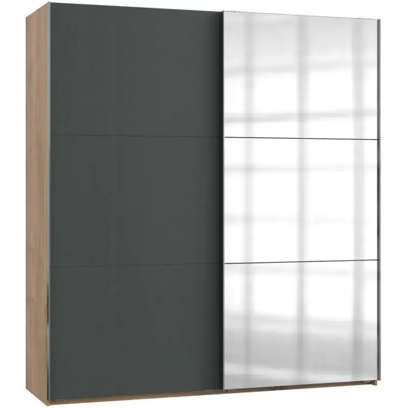 Schwebet&uuml;renschrank in Graphitfarben, Eichefarben