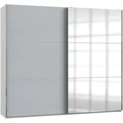 Schwebetürenschrank in Weiß, Hellgrau