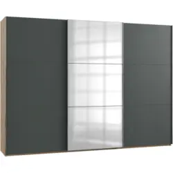 Schwebetürenschrank in Graphitfarben, Eichefarben