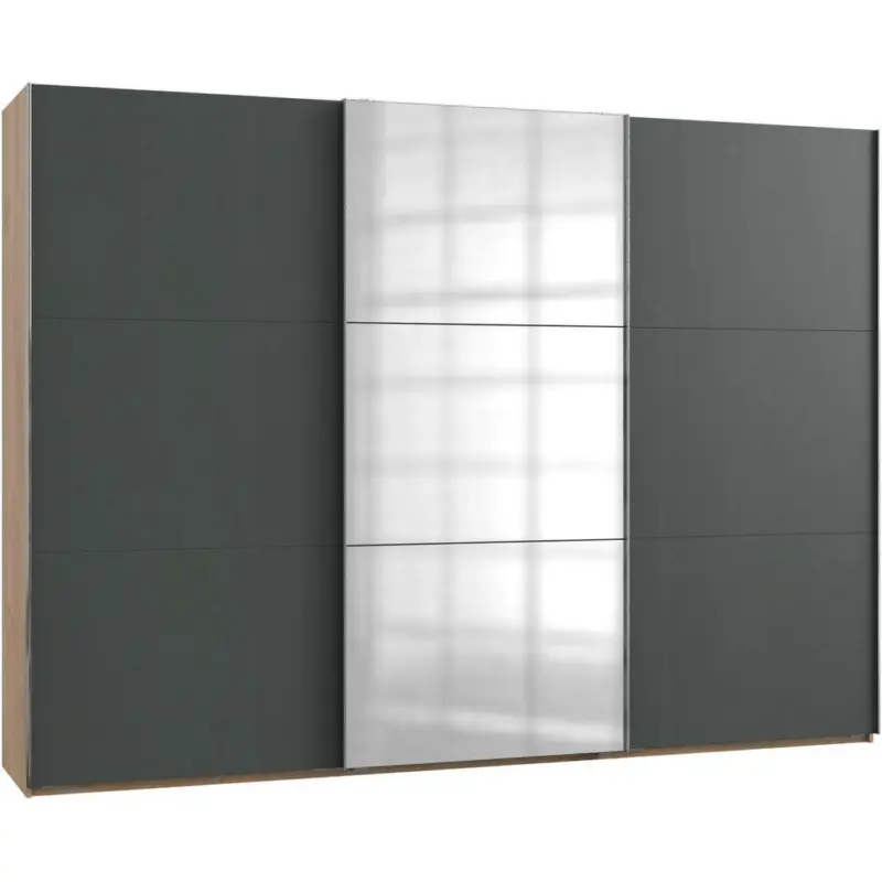 Schwebetürenschrank in Graphitfarben, Eichefarben