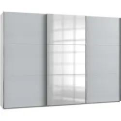 Schwebetürenschrank in Weiß, Hellgrau